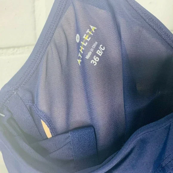 NEW Athleta tankini top Cross Back navy blue racerback swimsuit 36 B C women - Picture 6 of 10